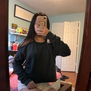 [ SOLD ] Raw Hem Cold Shoulder Sweatshirt